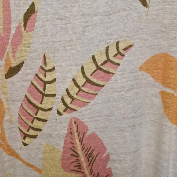 Cynthia Rowley 100% Linen Top Womens Size Medium Tropical Leaf Print Casual - Picture 5 of 8